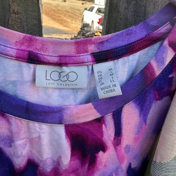 LOGO by Lori Goldstein Casual Stretch Jersey Knit Floral Summer Print Tunic Tops - Picture 7 of 10